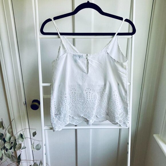 100% cotton white Paige v-neck eyelet camisole tank top - Picture 4 of 6